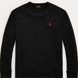 Polo Ralph Lauren mens crew neck long sleeve tee, Basic Black, Large